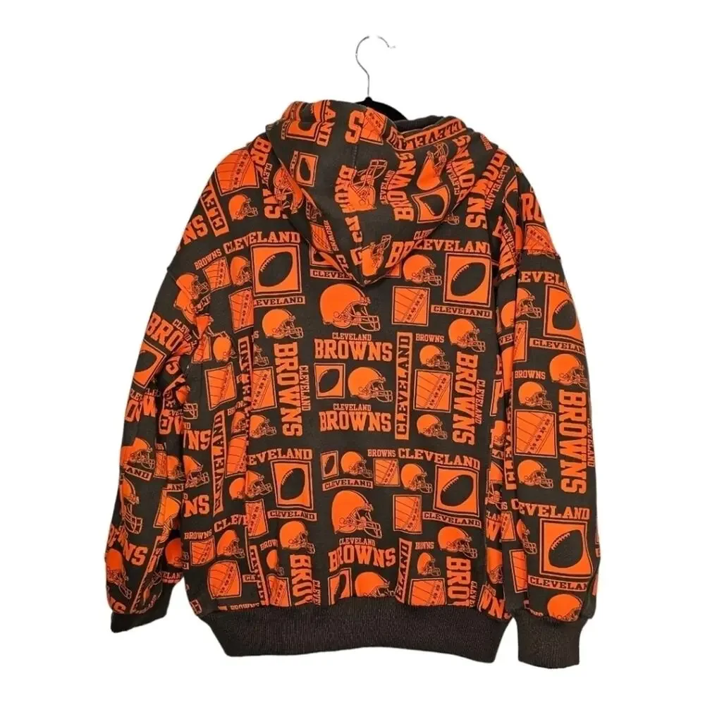 NFL Cleveland Browns Reversible Zip-Up Hooded Heavyweight Sweatshirt Jacket Sm